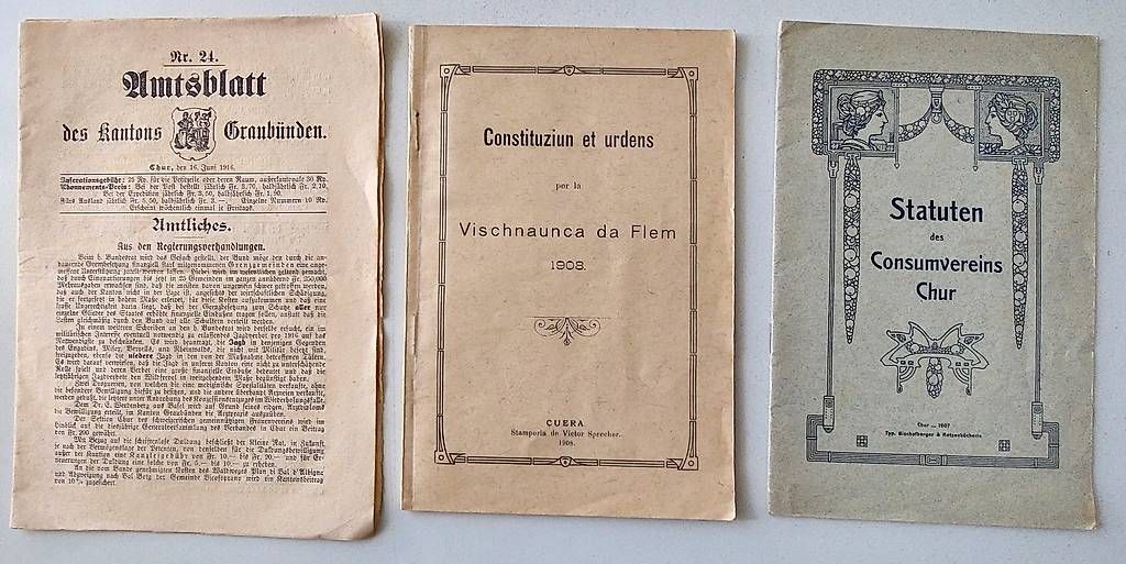 Documents: Bündner Amtsblatt 1916, Statuten 1907, Verfassung Flems 1908 – D'occasion à Uitikon Waldegg par Boots15