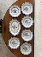 Keramik Teller Set blau weiss 7 Teile guter Zustand