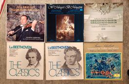 6 LPs mit Violinwerken von Mozart,  Beethoven und Schubert