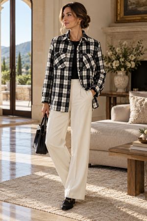 Zara Hemdjacke Überhemd kariert schwarz weiss Grösse xs