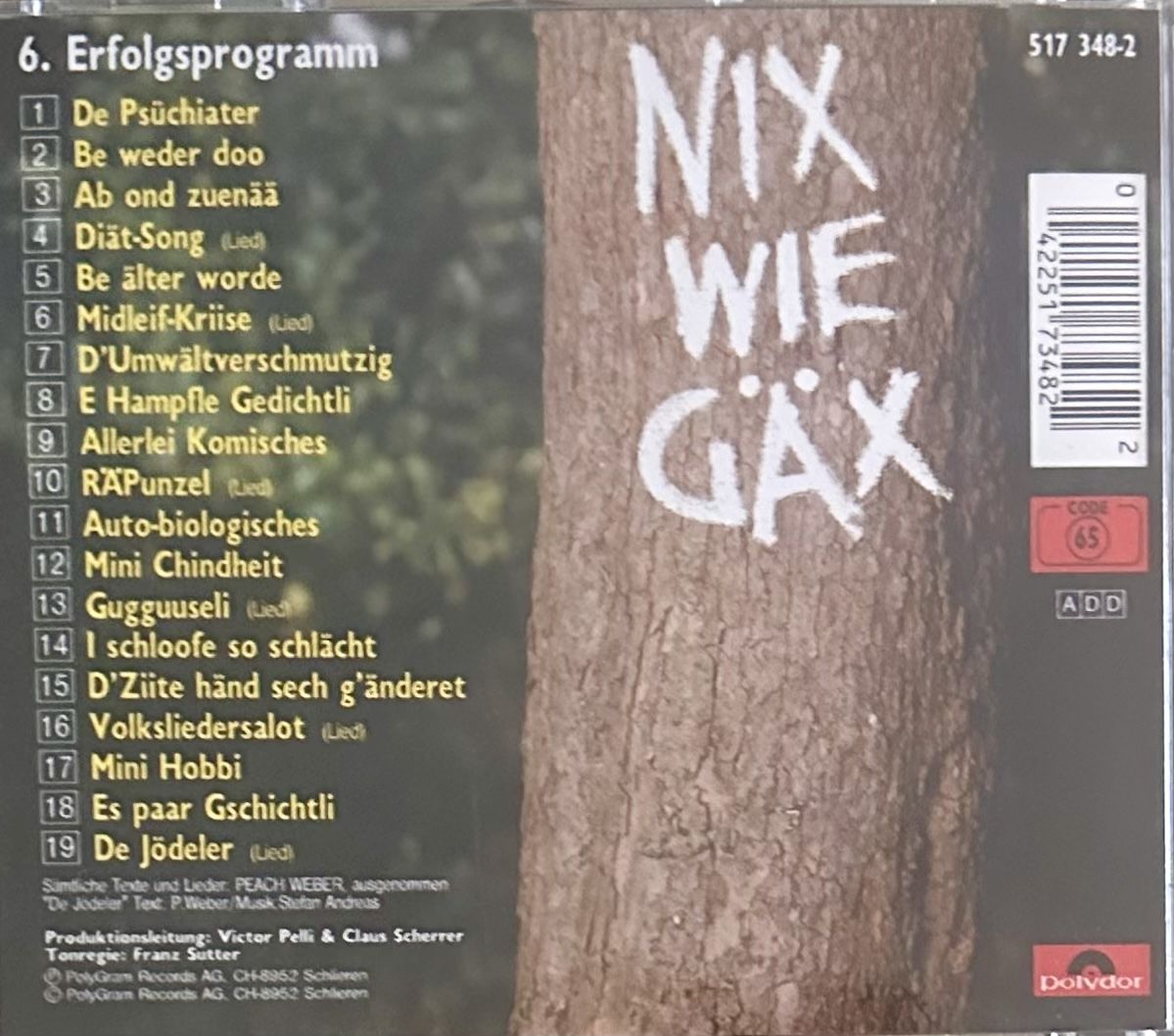 CDs: Peach Weber Nix Wie Gax CD Polydor CH – Gebraucht aus Malters von Gustov 1