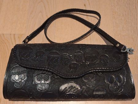 Handtasche "Skull", Designer Unikat, Echtleder, schwarz