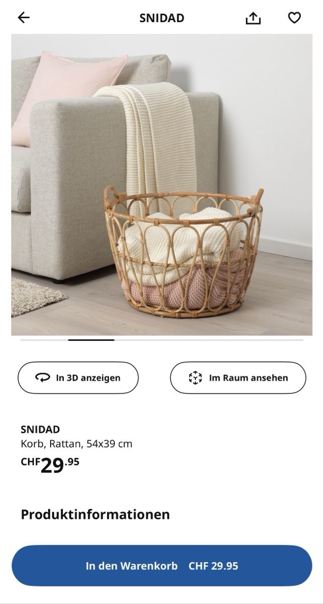 Ikea Altro per la casa: Rattan-Korb (IKEA SNIDAD) – Usato da Schlieren venduto da ana_ribeiro19 3