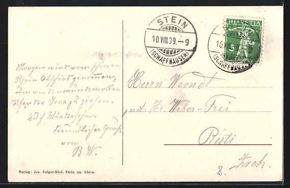 Cartoline postali: Stein am Rhein, Insel Werd mit Flusspart – Usato da Berlin venduto da bartko-reher 1