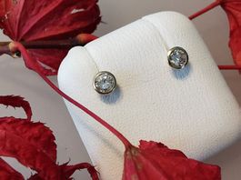 750/--  GG -  Ohrschmuck Brillant-Solitär