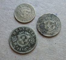 Lot ++ 5 Rappen, 10 Rappen, 20 Rappen 1850, gute Erhaltungen