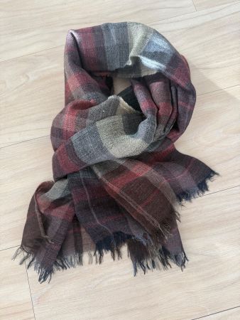 Brax Schal, braun/bordeaux kariert / Kaschmir/Wolle 59x185cm