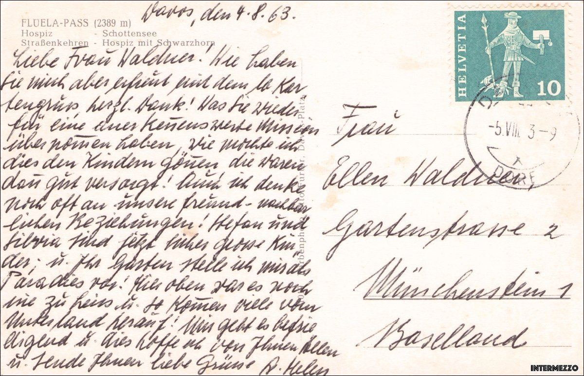 Ansichtskarten: Flüela GR // Postauto 1963 Flüela-Pass Hospiz – Gebraucht aus Basel von intermezzo12 1