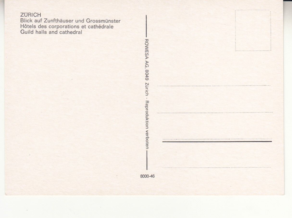 Ansichtskarten: Zürich ca. 1970 – Gebraucht aus Bürglen TG von StampGraf 1