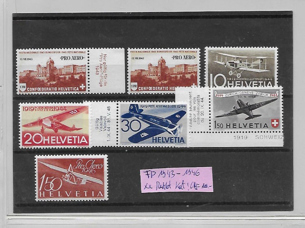 Alle Briefmarken: FP 1943 - 1946 ** Restlot Kat: CHF 100.- – Neu (gemäss Beschreibung) aus Basel von Ilp