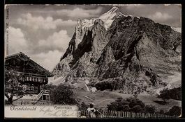 AK Grindelwald, Berghütte u. Wetterhorn