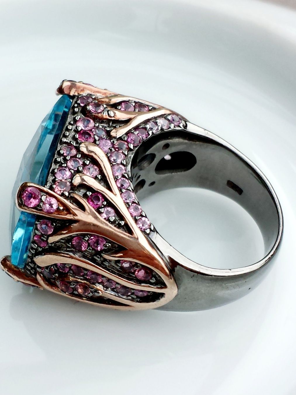 Anelli: Ring mit blauem Topas und Amethisten 55 – Nuovo (secondo la descrizione) da Zürich venduto da benedikt12 5