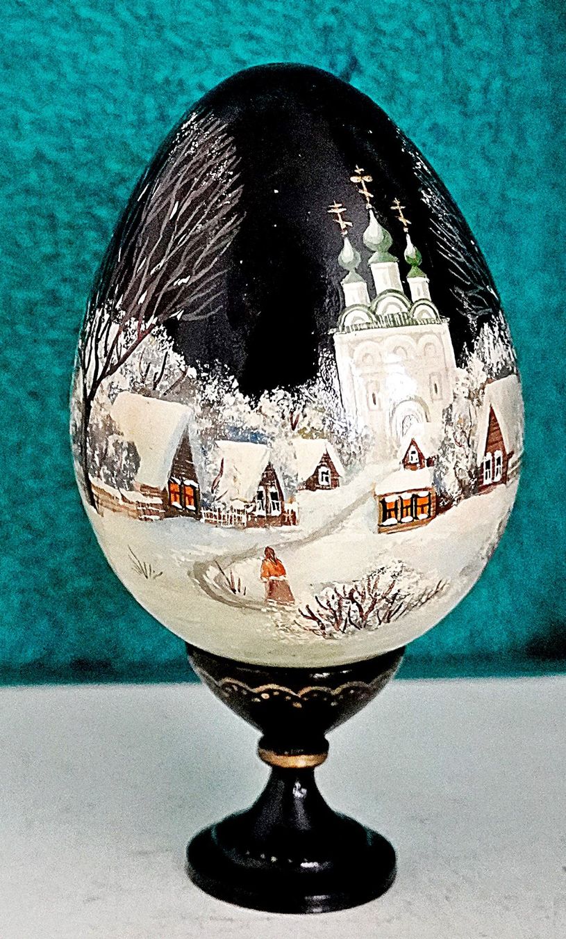 Tutte le decorazioni: Russisches Holz-Lack-Ei Winter – Usato da Baar venduto da 2cvbaar