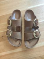 Birkenstock Arizona Sandalen braun, gold, Big Buckle, Gr. 39