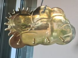 Wandwolke Schlüsselaufhänger aus Messing Vintage um 1990,