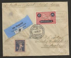 Flugpost Schweiz 1927 St. Gallen Basel Amsterdam Luftpost