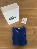 Pull Lacoste bleu col en V, taille 4, homme