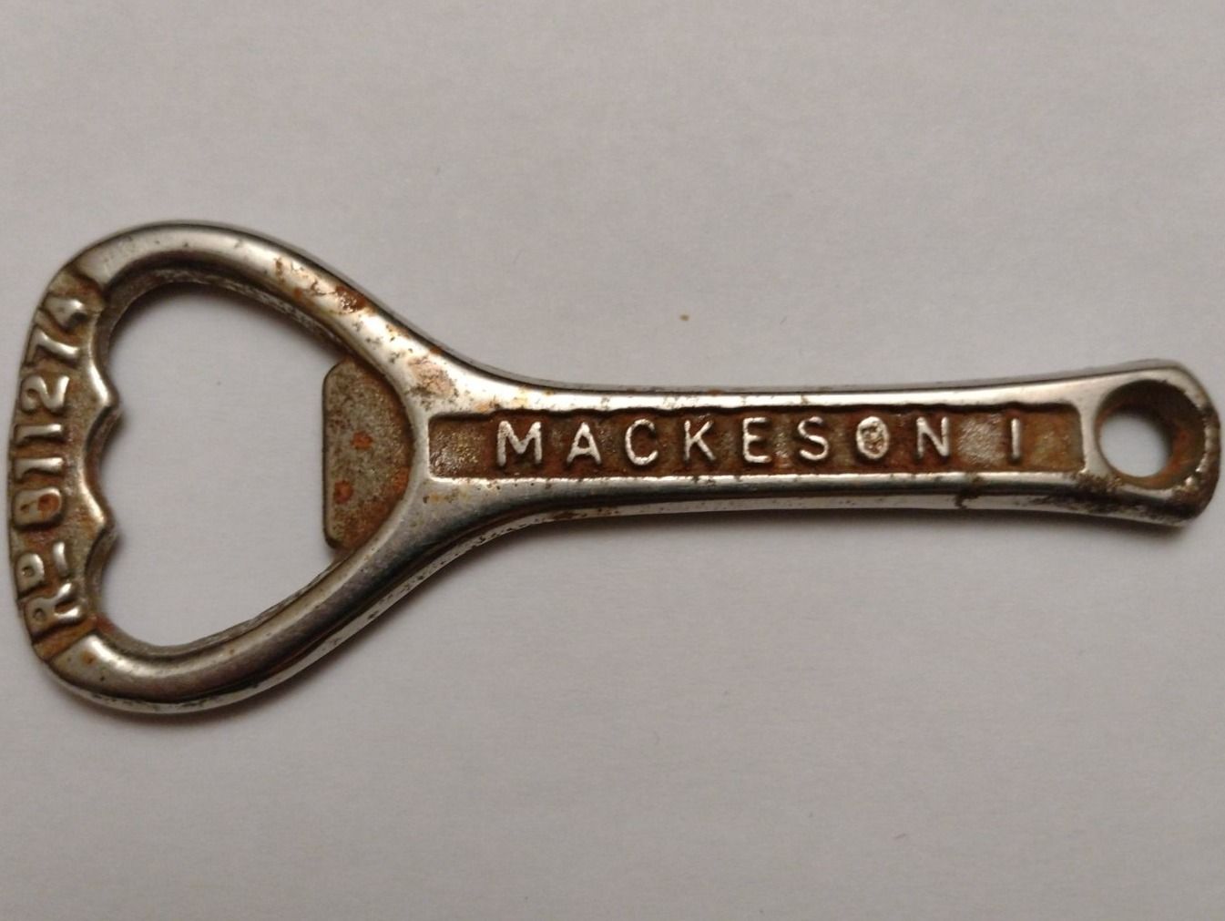 Flaschenöffner & -verschlüsse: Antiker Flaschenöffner MACKESON I mit Patentnummer – Gebraucht aus Baden von TellsKuchenhaus