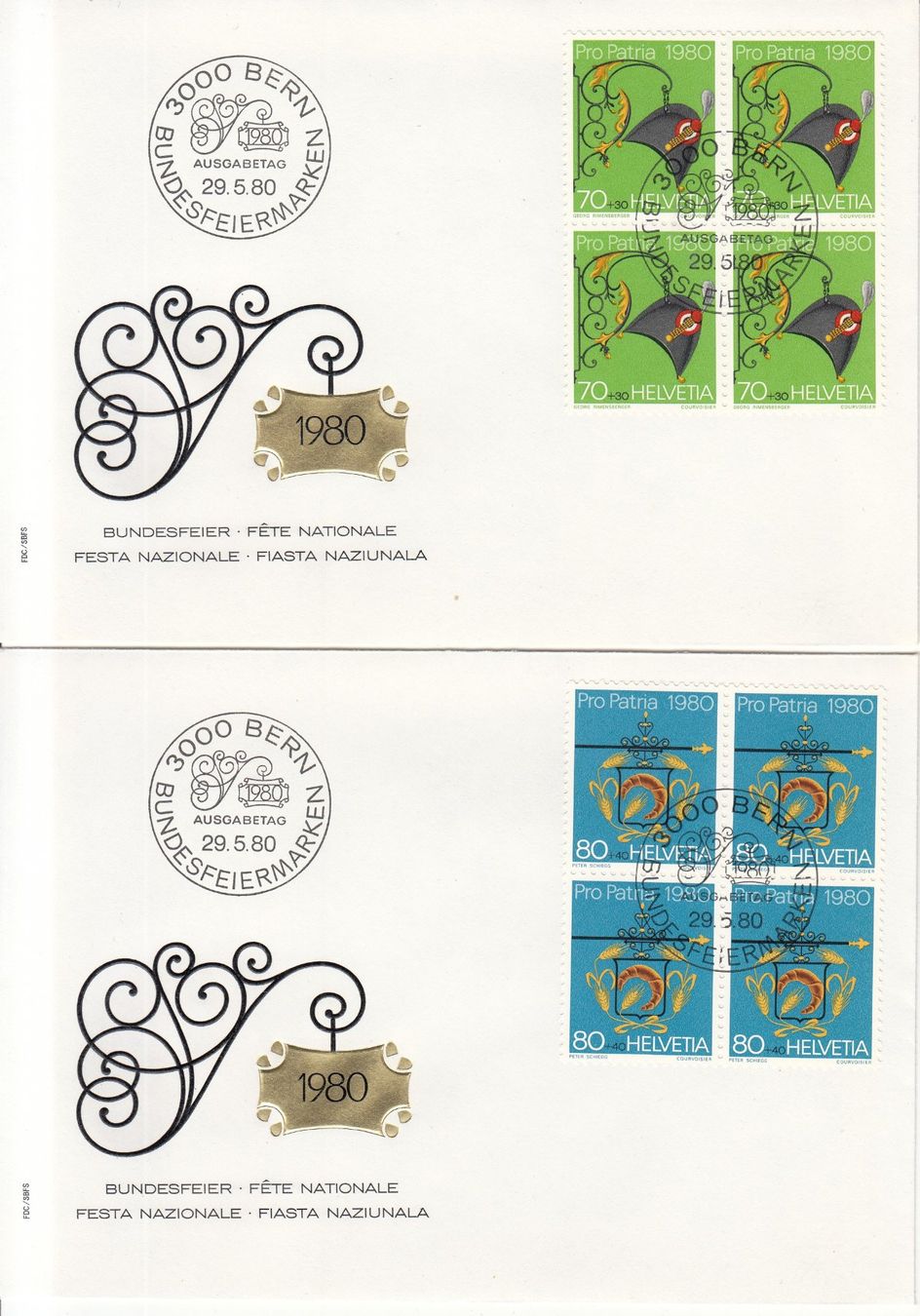 Tutti i francobolli: SBK B186 - B189 im 4er-Block FDC – Usato da Bürglen TG venduto da StampGraf 2