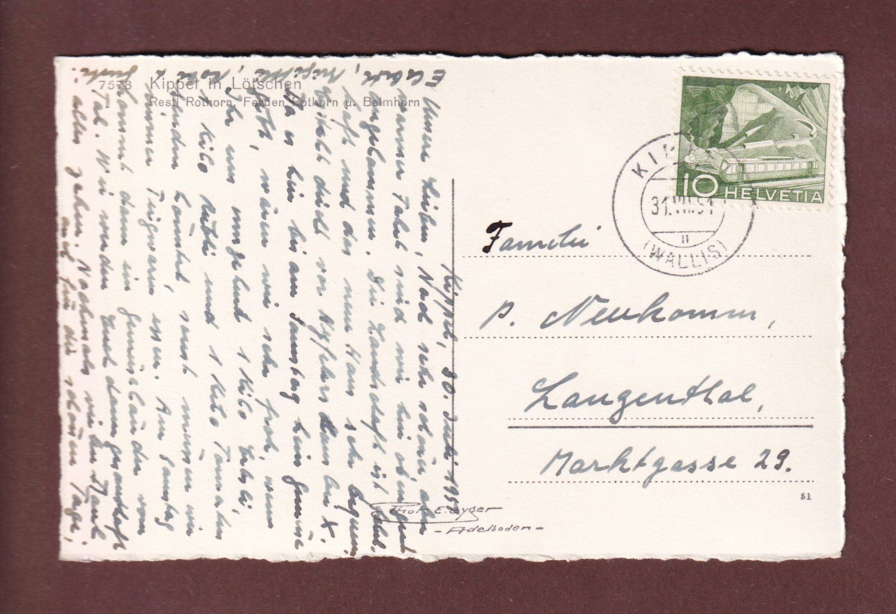 Ansichtskarten: KIPPEL im Lötschen - 1951 – Gebraucht aus Pully von nicecards-shop 1
