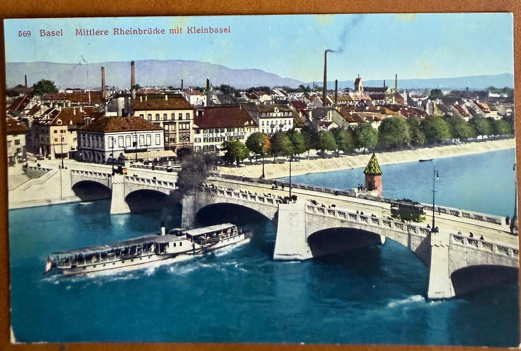 Cartoline postali: Basel - Dampfschiff - Rheinbrücke - Kleinbasel 1914 – Usato da Lutry venduto da Ediego