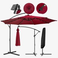 Sommerhit: Arebos LED Ampelschirm, rot, NEU, Top!