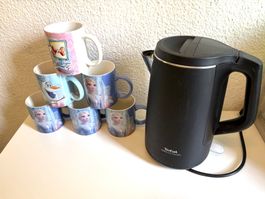 Wasserkocher Marke TEFAL mit 6 Disney Tassen 5 FROZEN 1 Hund
