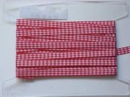 Karoband Polyester rot/weiss 1cm breit Reststück!