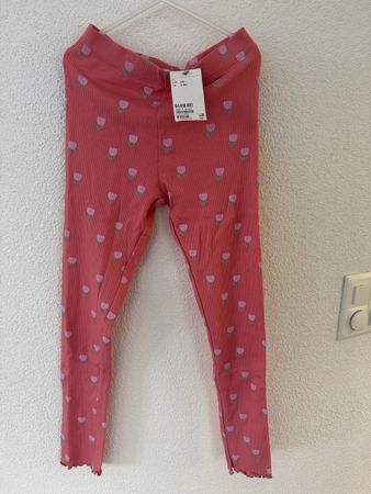 Neu mit Etikette Leggings rosa mit Tulpenmuster Gr. 140 neu