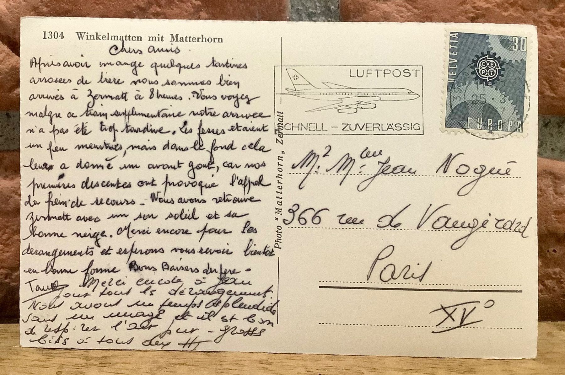 Ansichtskarten: 1967 - WINKELMATTEN mit Matterhorn - Werbe Luftpost Stempel – Gebraucht aus Root von ENGLAND-TREASURES 2