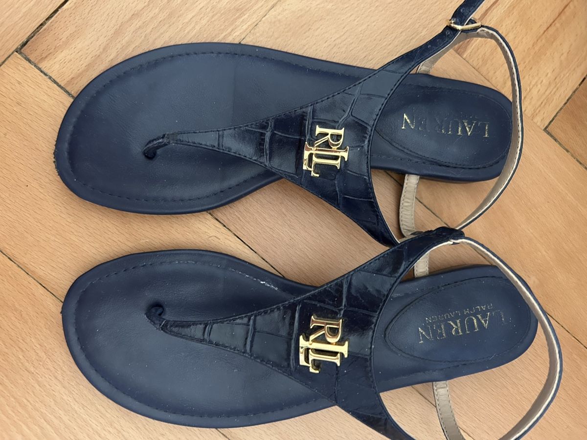 Ralph Lauren Scarpe da donna: Ralph Lauren navy blue mock croc sandals – Usato da Biel/Bienne venduto da zit_v5yc
