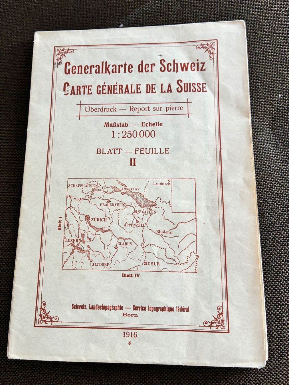 Cartes géographiques & atlas: GENERALKARTE DER SCHWEIZ 1916 – D'occasion à Embrach par korbflechter49