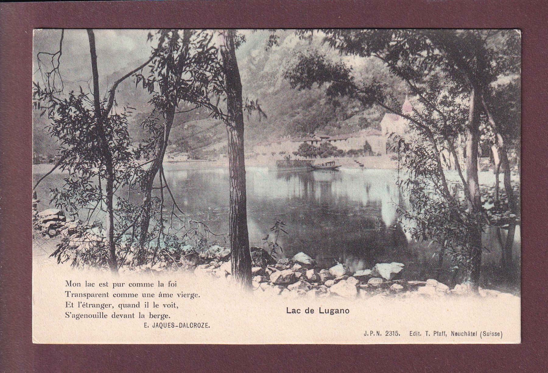 Cartoline postali: LAC DE LUGANO - Poème – Usato da Pully venduto da nicecards