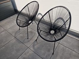 2x Acapulco Gartenstühle schwarz Metall und Kunststoff