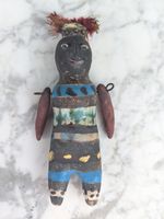 Afrikanische Puppe bunt gestreift handgemacht guter Zustand