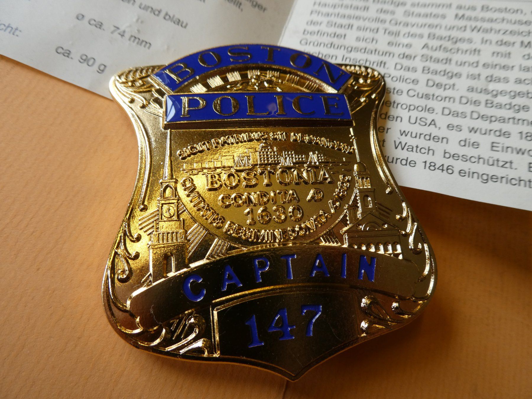 Medaillen: USA, Boston Police, Captain    Replika – Neu (gemäss Beschreibung) aus Hinterforst von Rohusri 1