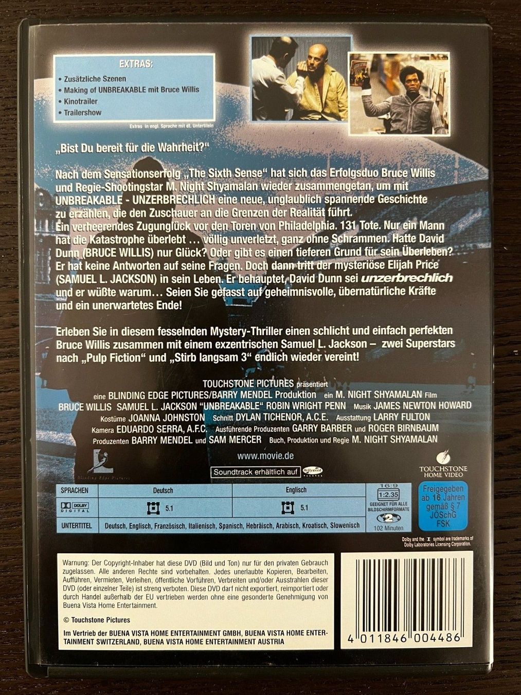 Tutti i DVDs: Unbreakable - Unzerbrechlich – Usato da Zürich venduto da FilmFreunde 1
