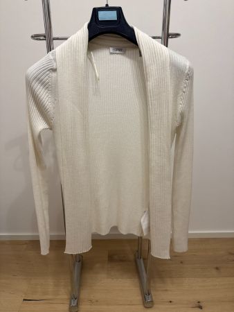 Weisse gerippte Strickjacke Gr. S