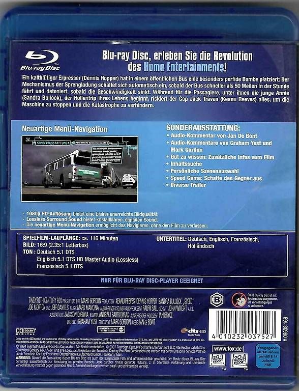 Tutti i DVDs: Speed - Blu-ray Film – Usato da Dörflingen venduto da Super-Bob 1