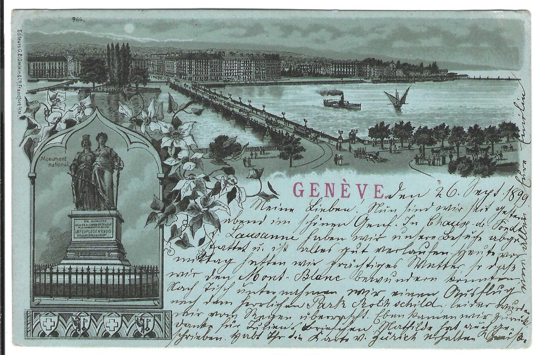 Cartoline postali: Genève, Litho – Usato da Wildhaus venduto da Brunphil