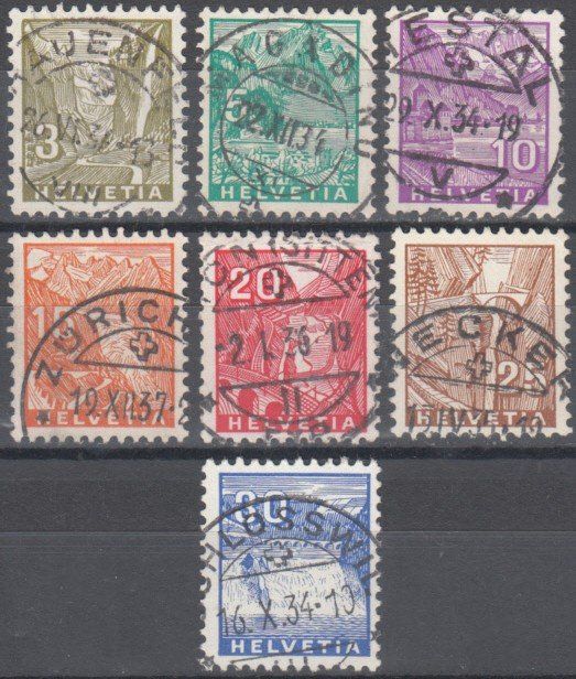 Alle Briefmarken: SBK 194 - 200 gestempelt – Gebraucht aus Bürglen TG von StampGraf