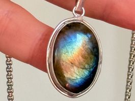 Collier vintage avec pendentif Labradorite ✨