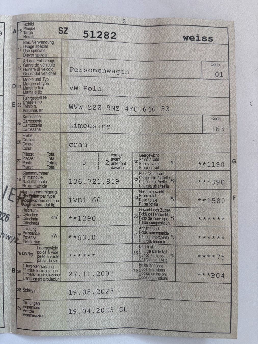 VW Autos: VW Polo – Defekt aus Rothenthurm von schwinger21 9