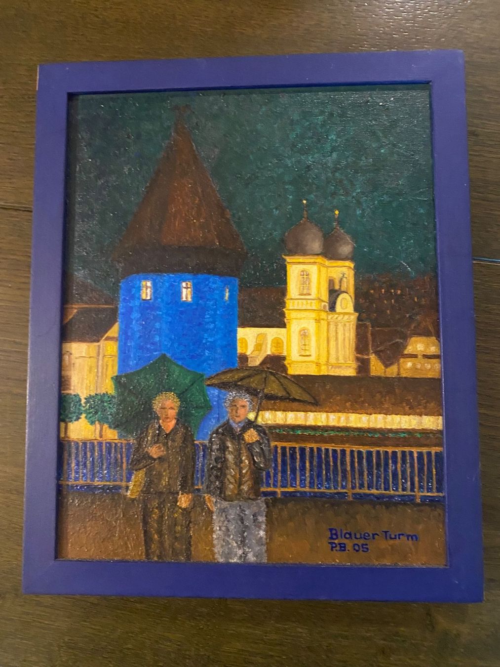 Dipinti: LUZERN  Blauer Wasserturm - gemaltes Bild - signiert P.B. 05 – Nuovo (secondo la descrizione) da Dagmersellen venduto da Musikexperte06