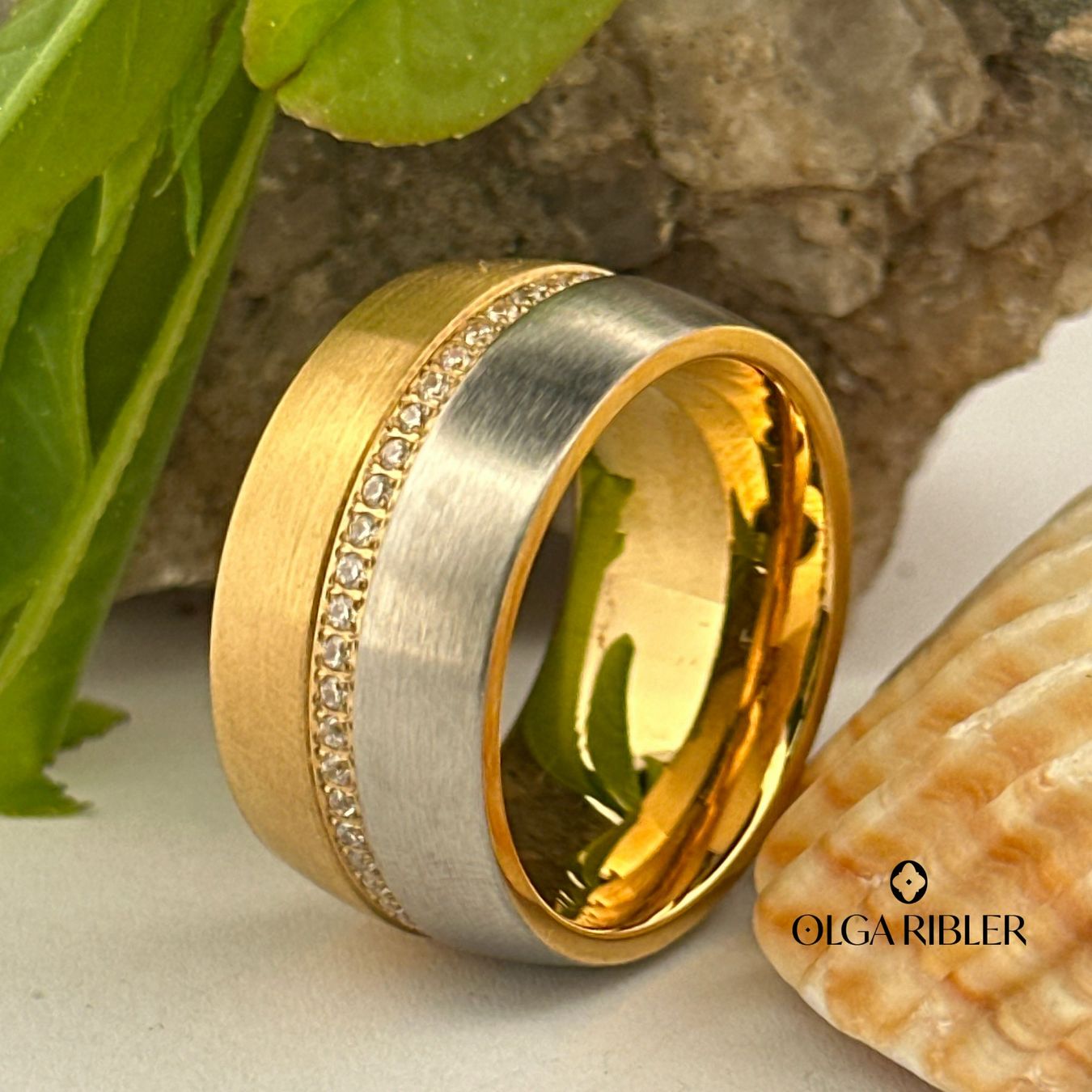 Olga Ribler Anelli: 12 mm breiter Ring Stahlring bicolor, Grösse 60 – Nuovo (secondo la descrizione) da Luzern venduto da Schmuckoutlet 6