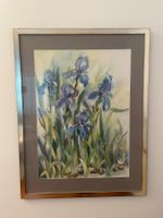 Aquarell von Wanda Coady – Irisblüten, H97 x B75 cm, gerahmt