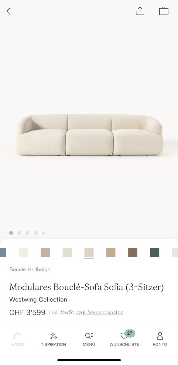 Westwing Sofas: Designer Bouclé Sofa "Sofia" (3-Sitzer) zu verkaufen – Gebraucht aus Wädenswil von EW94 1