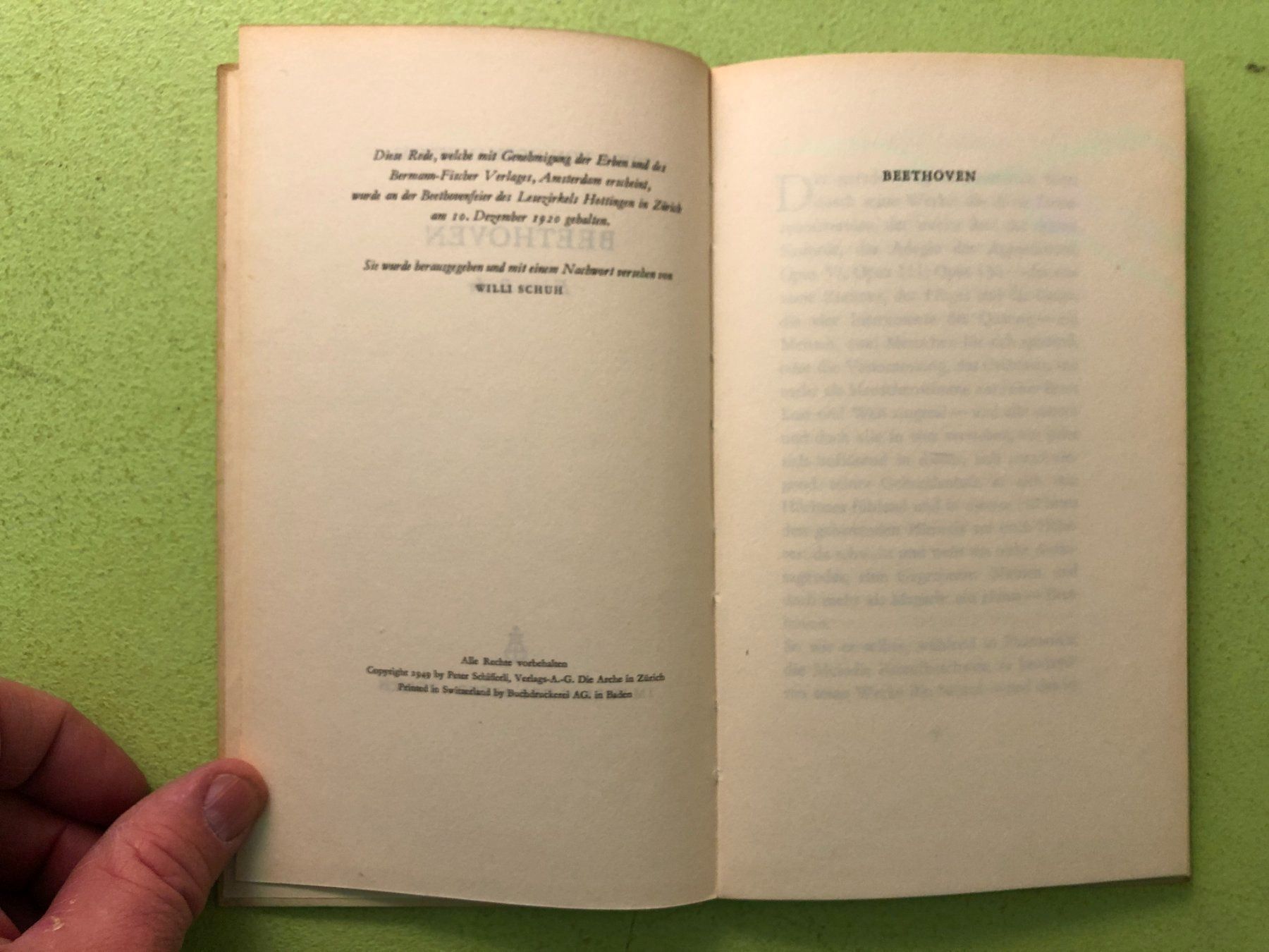 Libri: Hugo v. Hofmannsthal: Beethoven. Rede – Usato da Zürich venduto da allp 2