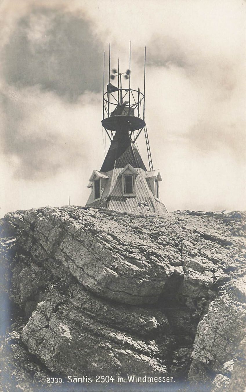 Ansichtskarten: Säntis 2504 m. mit Windmesser – Gebraucht aus Schwyz von Seffi56