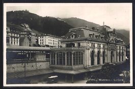 Montreux, La Gare, Bahnhof mit Zug und B